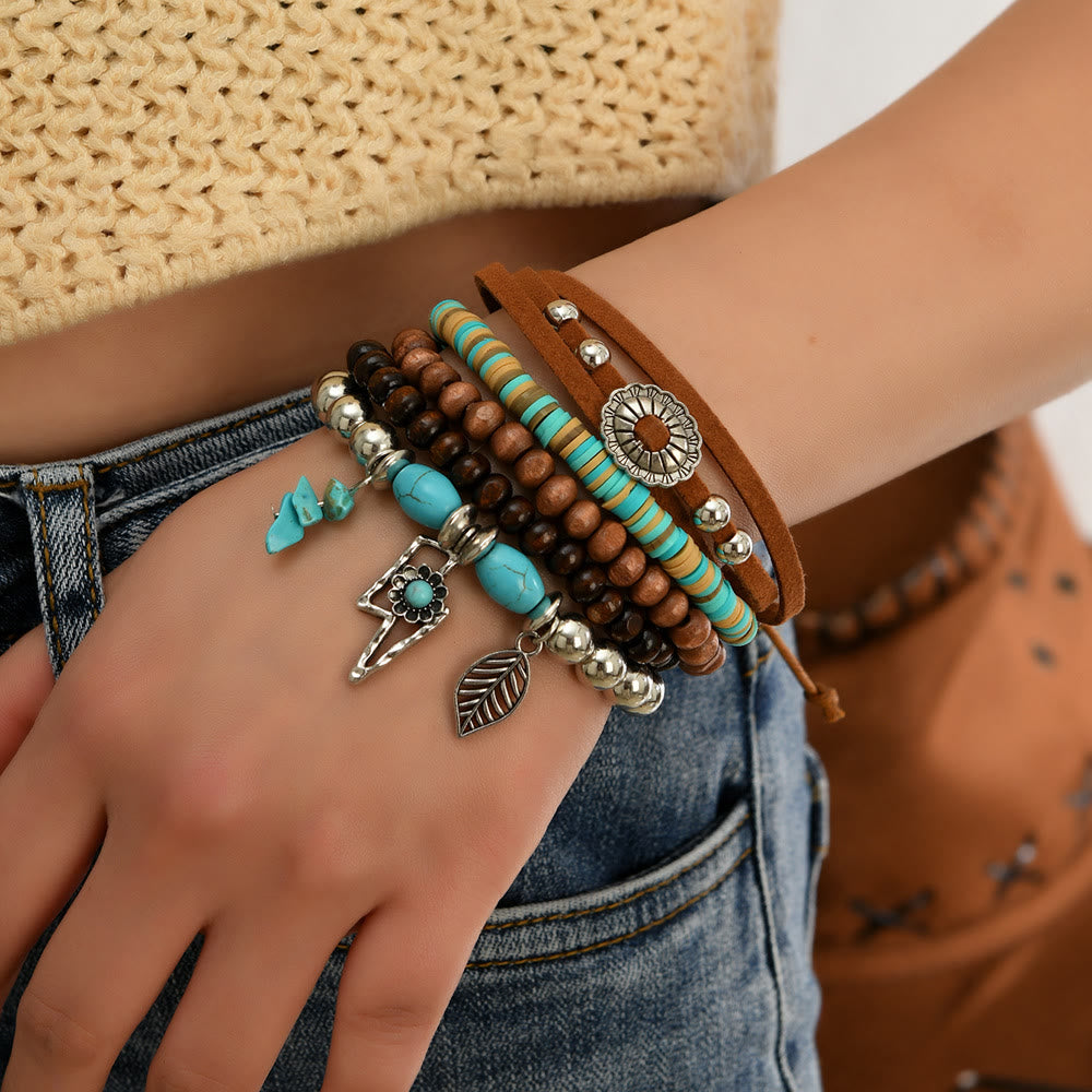 Bracelet ethnique bohème Olivenorma empilable à plusieurs couches avec breloques en plumes, fait main - image 30