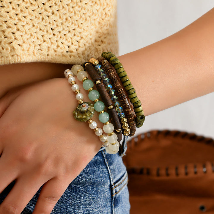 Bracelet ethnique bohème Olivenorma empilable à plusieurs couches avec breloques en plumes, fait main - image 17