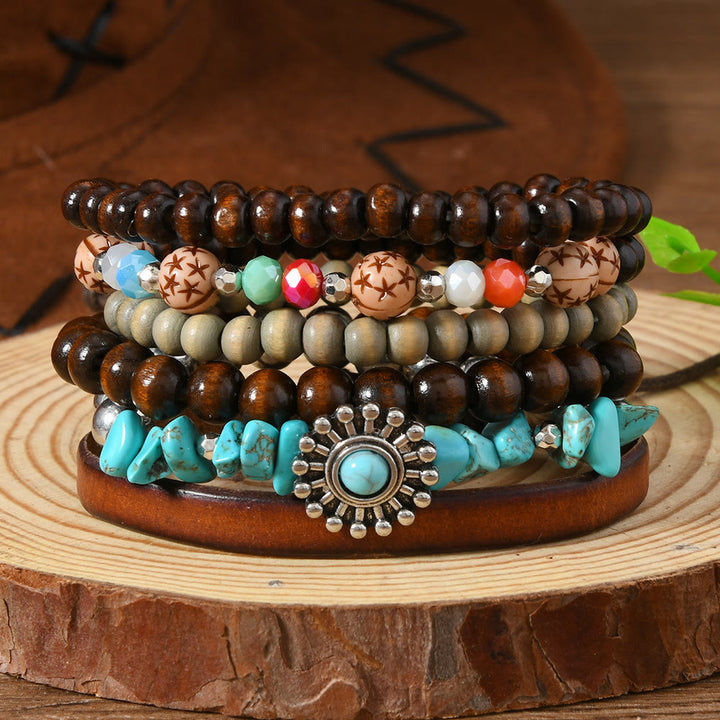 Bracelet ethnique bohème Olivenorma empilable à plusieurs couches avec breloques en plumes, fait main - Plume turquoise - image 24