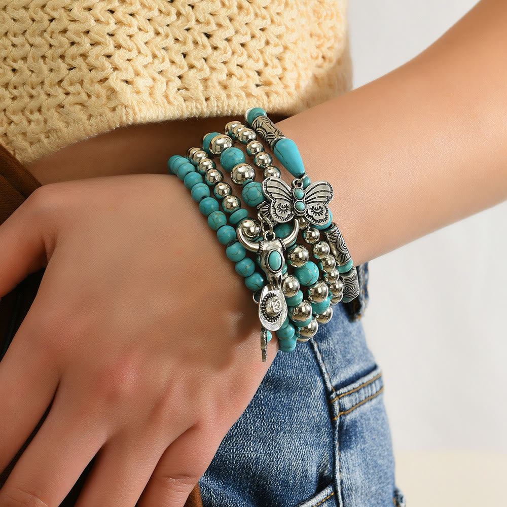 Bracelet ethnique bohème Olivenorma empilable à plusieurs couches avec breloques en plumes, fait main - image 44