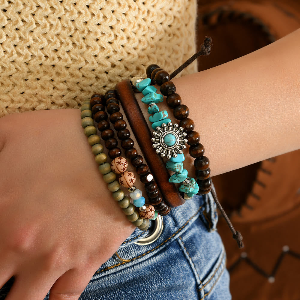Bracelet ethnique bohème Olivenorma empilable à plusieurs couches avec breloques en plumes, fait main - image 25