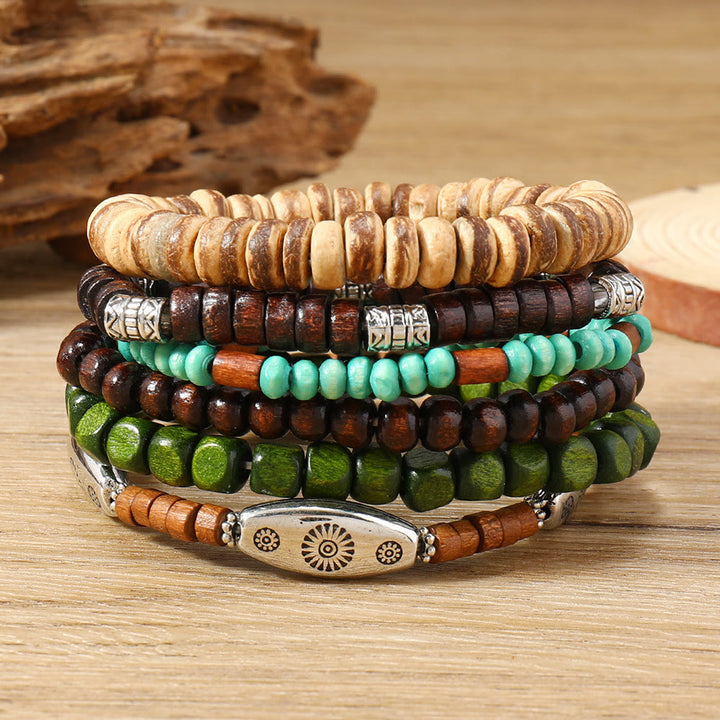 Bracelet ethnique bohème Olivenorma empilable à plusieurs couches avec breloques en plumes, fait main - Ensemble de perles naturelles - image 46