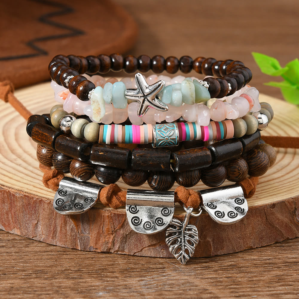 Bracelet ethnique bohème Olivenorma empilable à plusieurs couches avec breloques en plumes, fait main - Turquoise noire - image 26