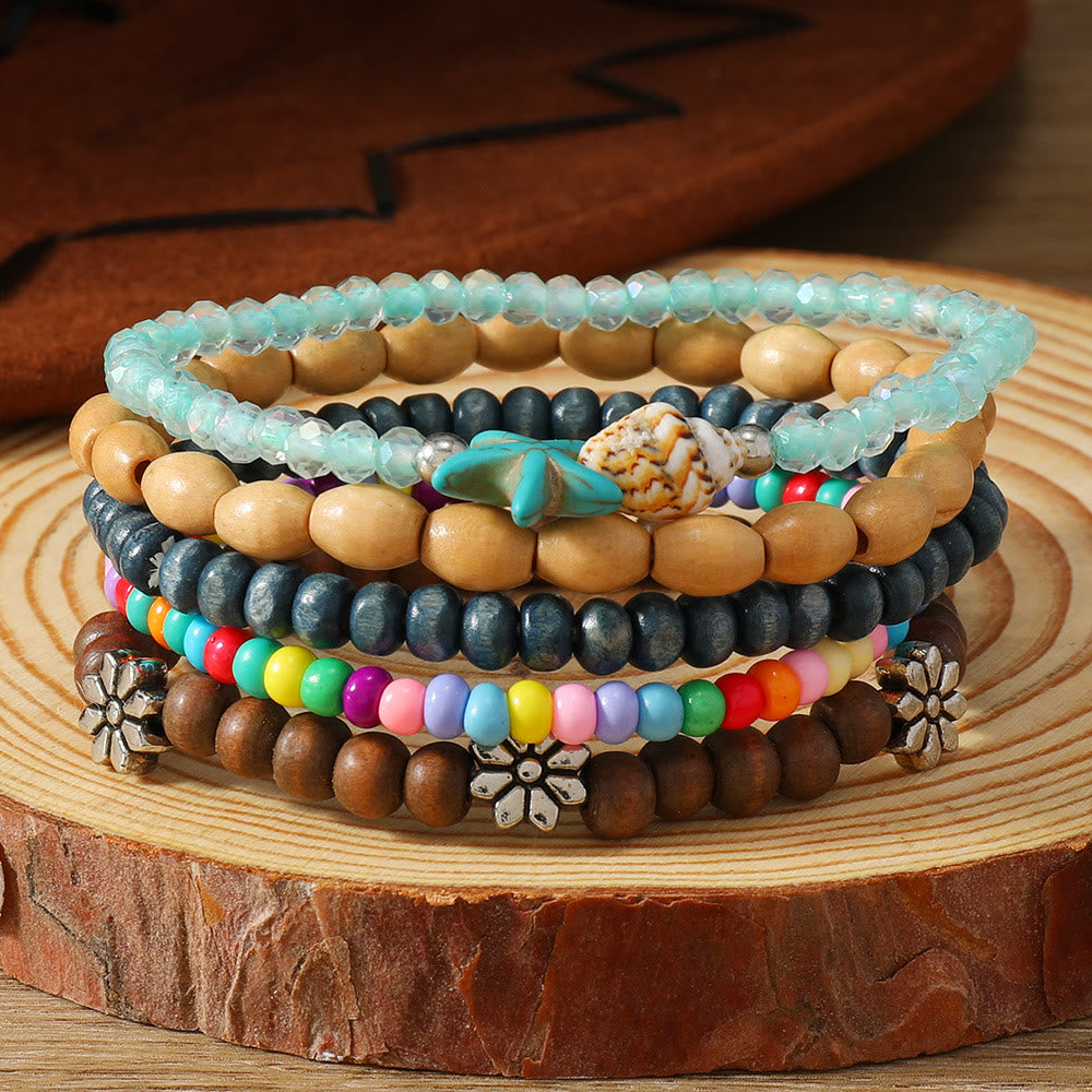 Bracelet ethnique bohème Olivenorma empilable à plusieurs couches avec breloques en plumes, fait main - Turquoise arc-en-ciel - image 38