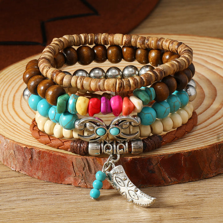 Bracelet ethnique bohème Olivenorma empilable à plusieurs couches avec breloques en plumes, fait main - Turquoise Boho - image 34
