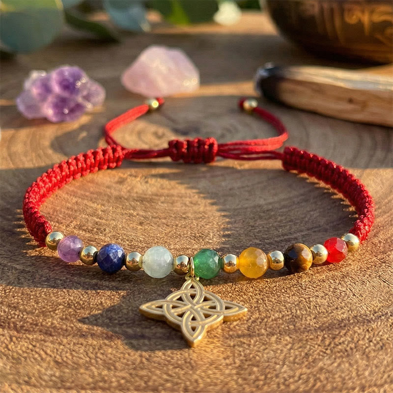 Bracelet tissé pour femme Olivenorma, orné de perles de chakra et d'un nœud de sorcière, fait main. - Pierre de chakra - image 0