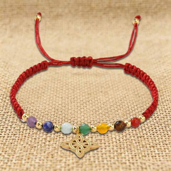 Bracelet tissé pour femme Olivenorma, orné de perles de chakra et d'un nœud de sorcière, fait main. - image 2