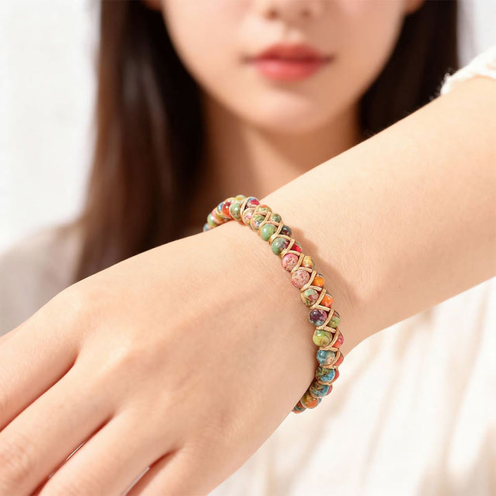 Bracelet Olivenorma ajustable à cordon, tissé à la main et orné de perles - image 14