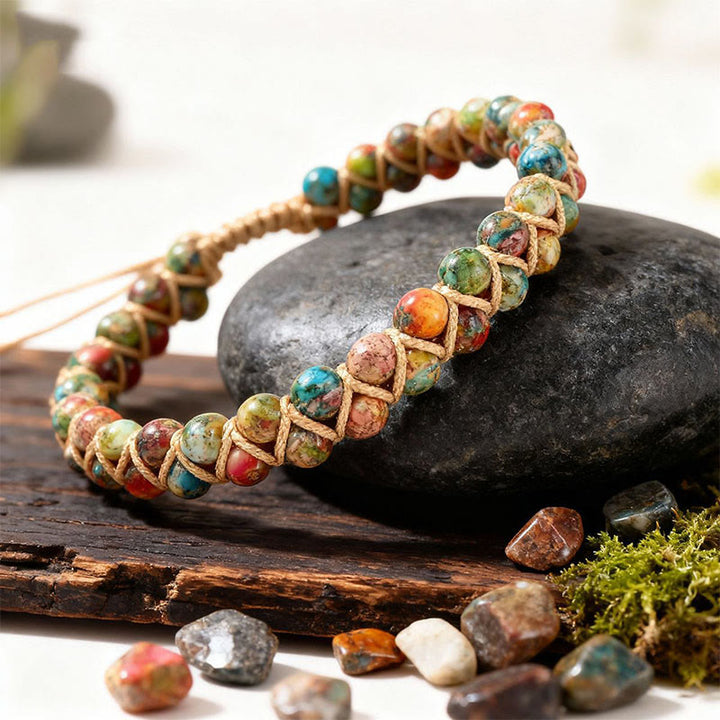 Bracelet Olivenorma ajustable à cordon, tissé à la main et orné de perles - image 10