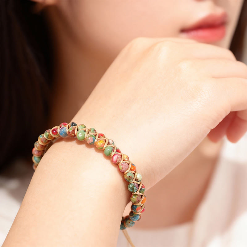 Bracelet Olivenorma ajustable à cordon, tissé à la main et orné de perles - image 17