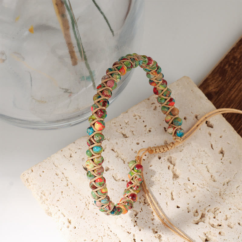 Bracelet Olivenorma ajustable à cordon, tissé à la main et orné de perles - image 16