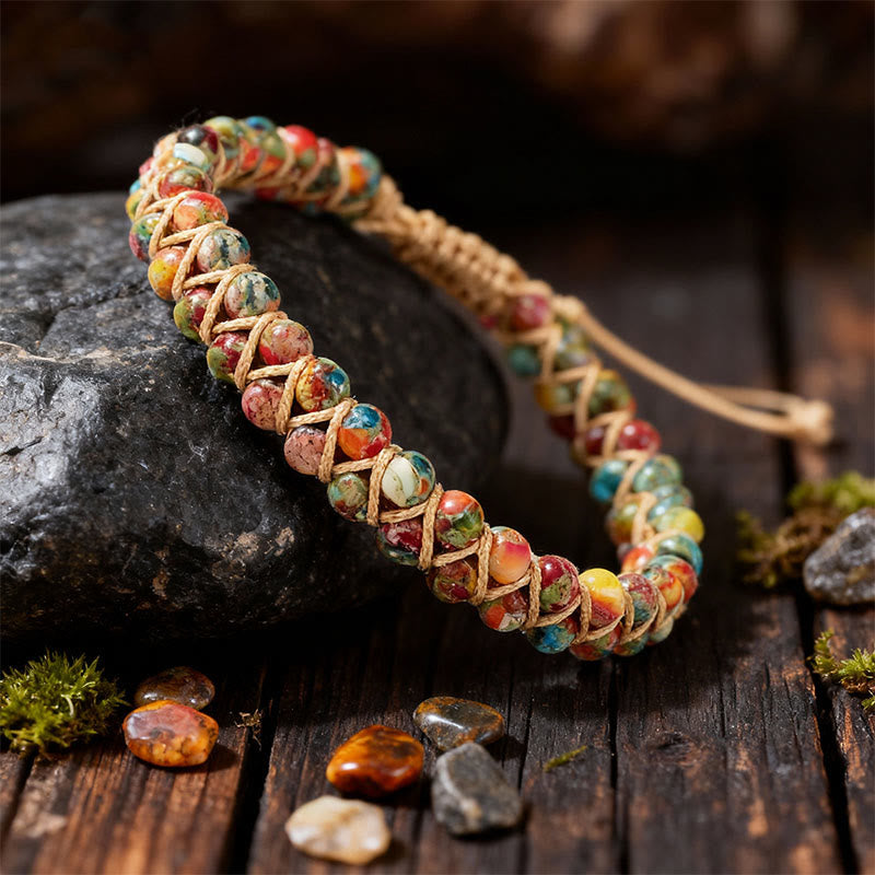 Bracelet Olivenorma ajustable à cordon, tissé à la main et orné de perles - image 9
