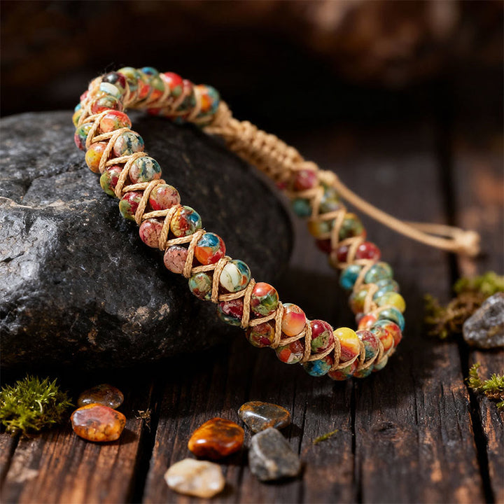 Bracelet Olivenorma ajustable à cordon, tissé à la main et orné de perles - image 9
