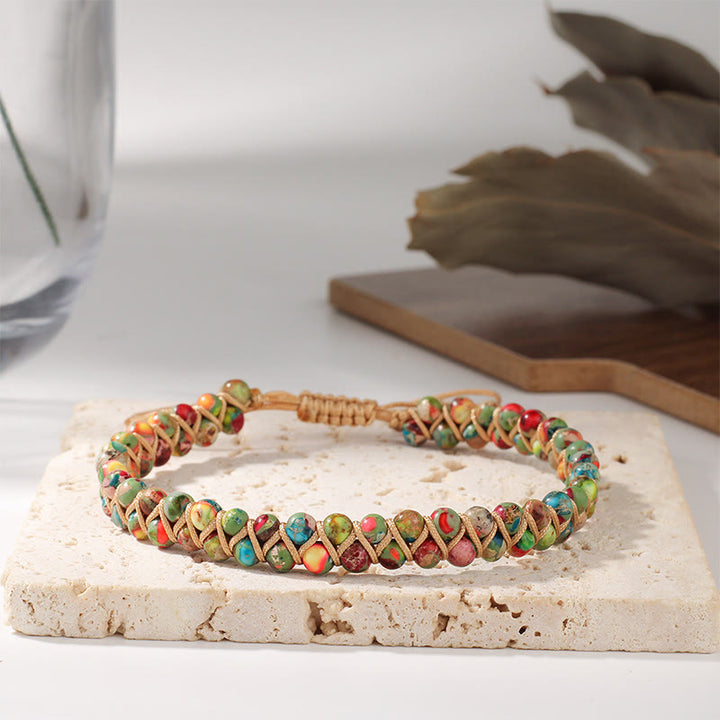 Bracelet Olivenorma ajustable à cordon, tissé à la main et orné de perles - image 19