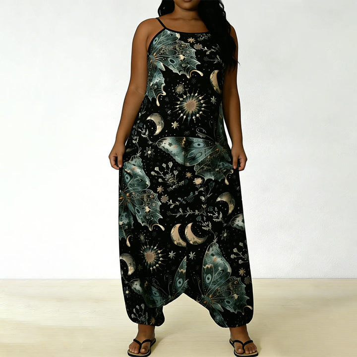 Ensemble pantalon harem ample à bretelles spaghetti et imprimé papillon céleste Olivenorma - image 5