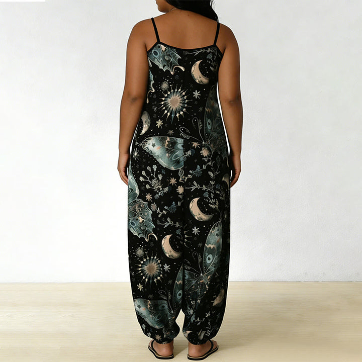 Ensemble pantalon harem ample à bretelles spaghetti et imprimé papillon céleste Olivenorma - image 6