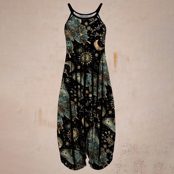 Ensemble pantalon harem ample à bretelles spaghetti et imprimé papillon céleste Olivenorma - image 4