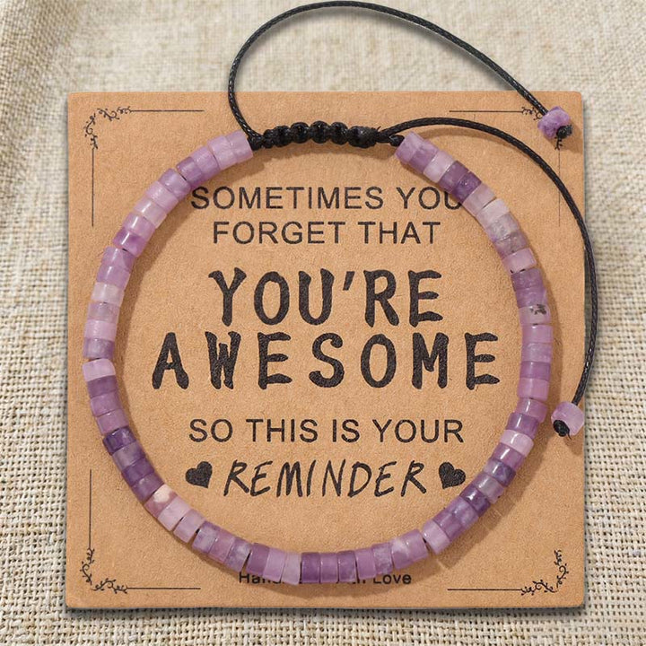 Olivenorma - Rappel inspirant : TU ES GÉNIALE - Bracelet ajustable fait main en perles - Améthyste - image 19