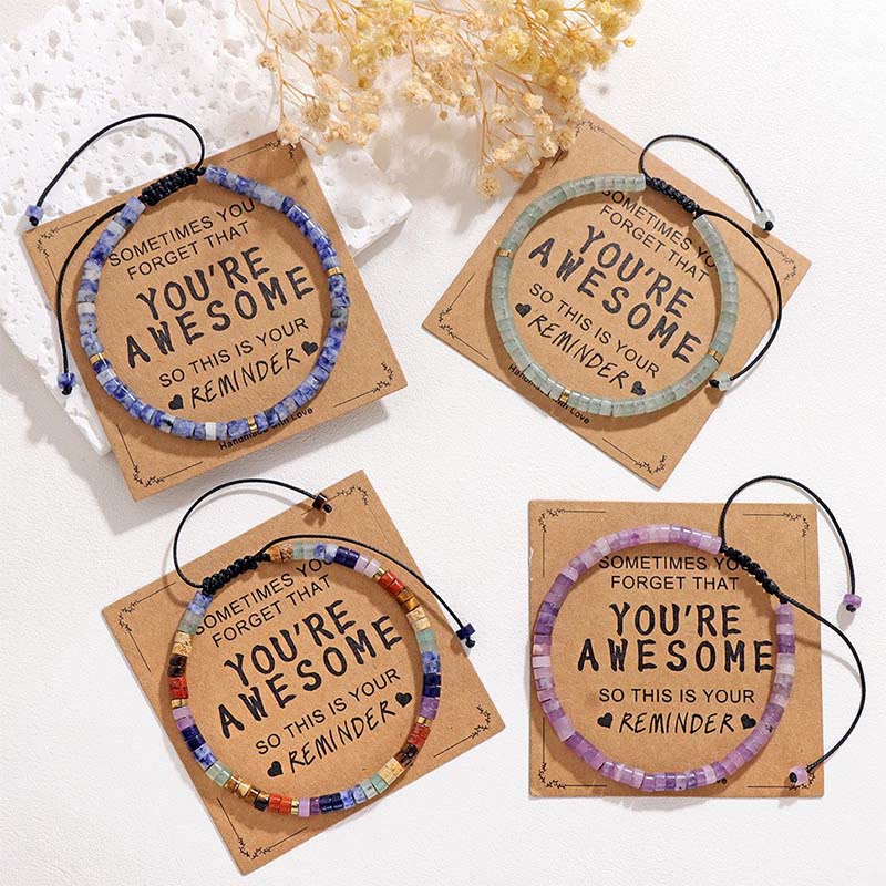 Olivenorma - Rappel inspirant : TU ES GÉNIALE - Bracelet ajustable fait main en perles - image 0