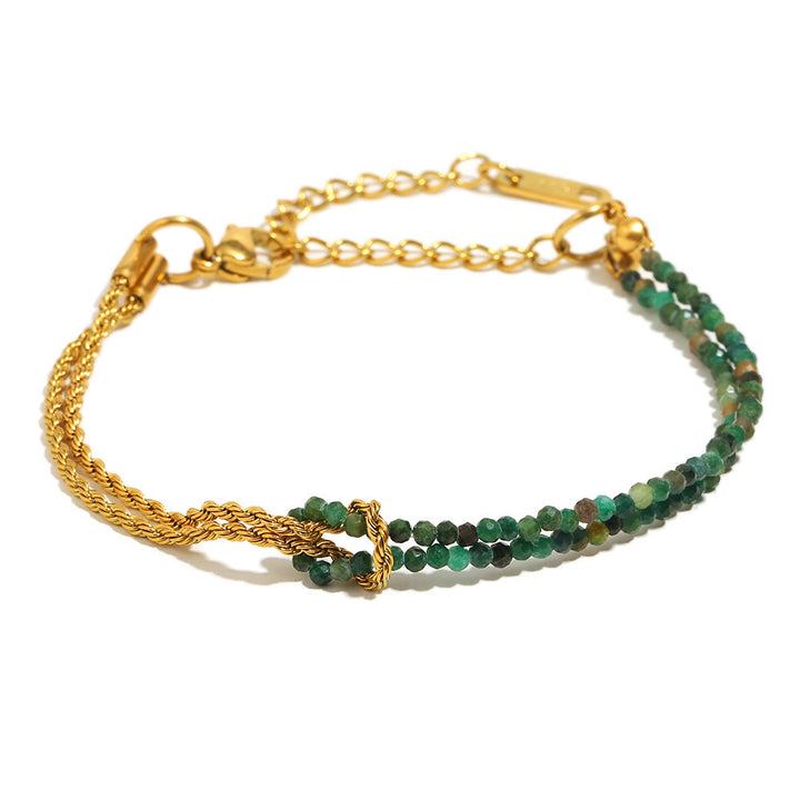 Bracelet à perles Olivenorma à chaîne double couche et rallonge ajustable - Aventurine verte - image 9