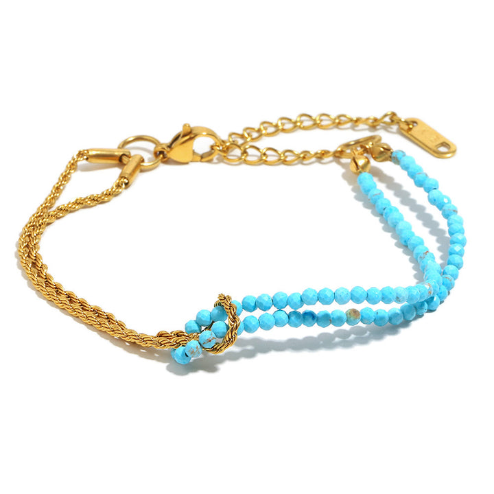 Bracelet à perles Olivenorma à chaîne double couche et rallonge ajustable - Turquoise - image 2