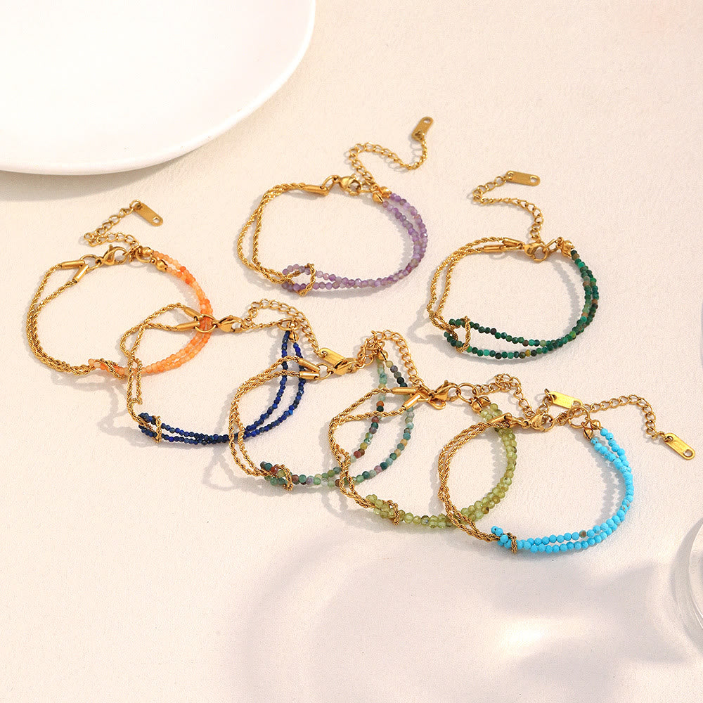 Bracelet à perles Olivenorma à chaîne double couche et rallonge ajustable - image 17