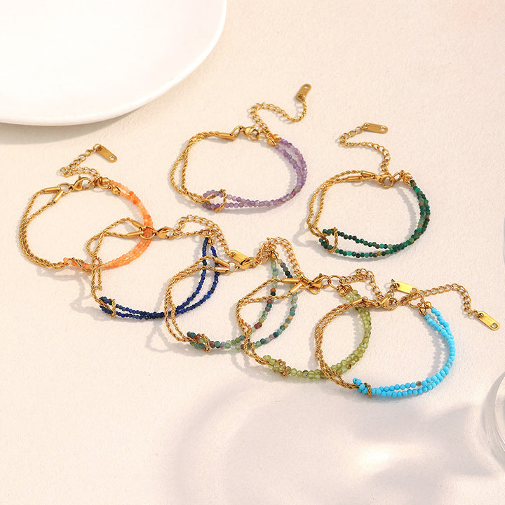 Bracelet à perles Olivenorma à chaîne double couche et rallonge ajustable - image 17