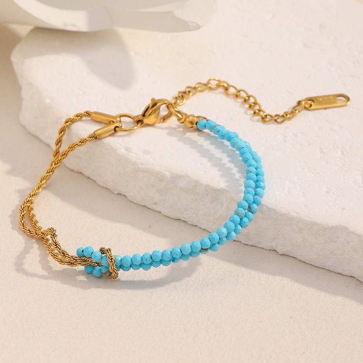 Bracelet à perles Olivenorma à chaîne double couche et rallonge ajustable - image 3