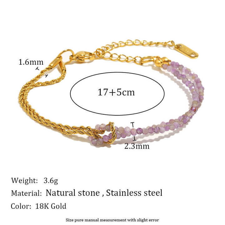 Bracelet à perles Olivenorma à chaîne double couche et rallonge ajustable - Améthyste - image 4