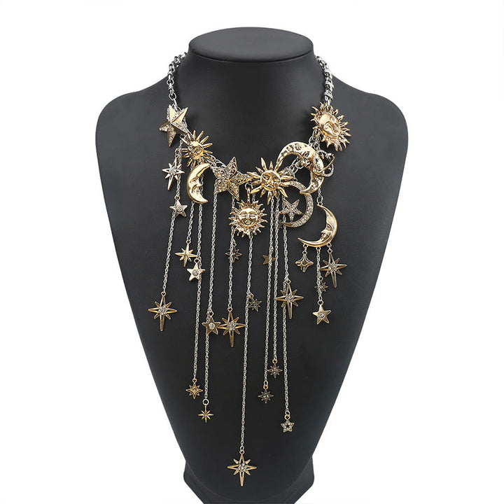 Boucles d'oreilles pendantes Olivenorma Boho Sun Face Célestic Star Moon - Collier - image 13