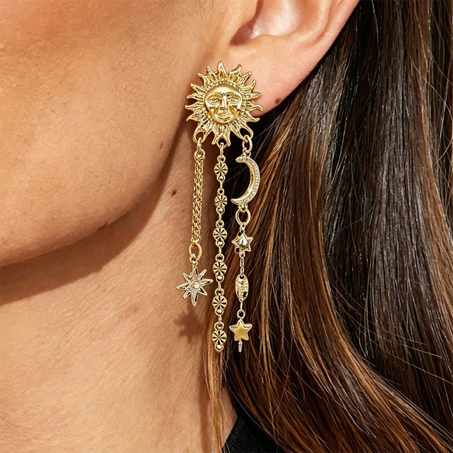 Boucles d'oreilles pendantes Olivenorma Boho Sun Face Célestic Star Moon - image 0