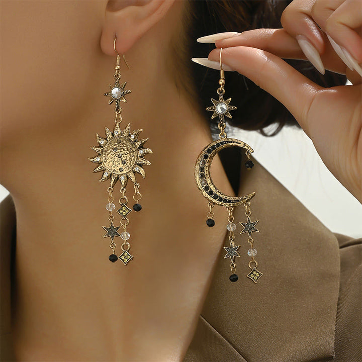 Boucles d'oreilles pendantes Olivenorma style bohème vintage céleste soleil lune étoile - Bronze - image 8