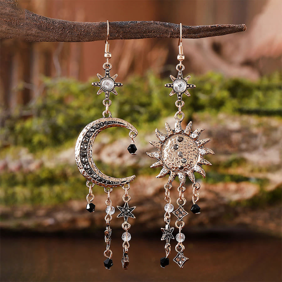 Boucles d'oreilles pendantes Olivenorma style bohème vintage céleste soleil lune étoile - Champagne - image 0