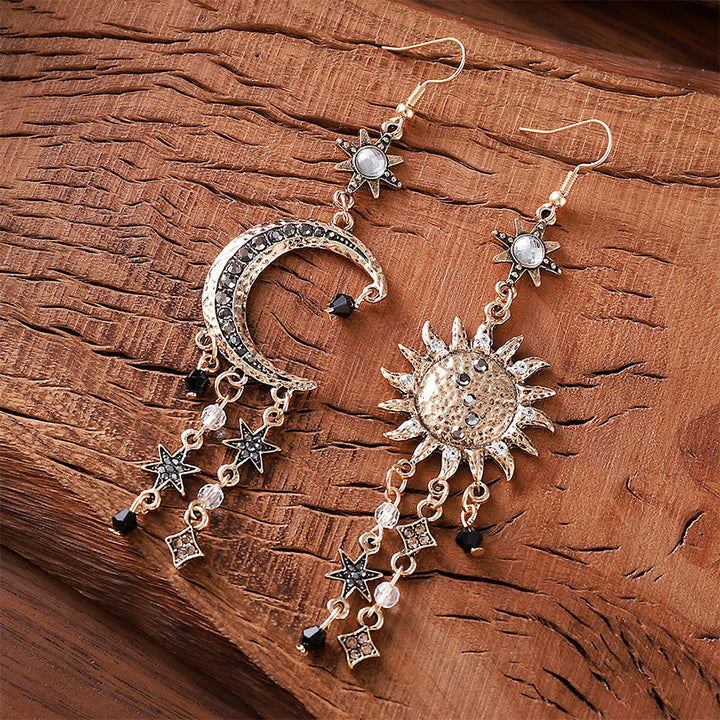 Boucles d'oreilles pendantes Olivenorma style bohème vintage céleste soleil lune étoile - image 3