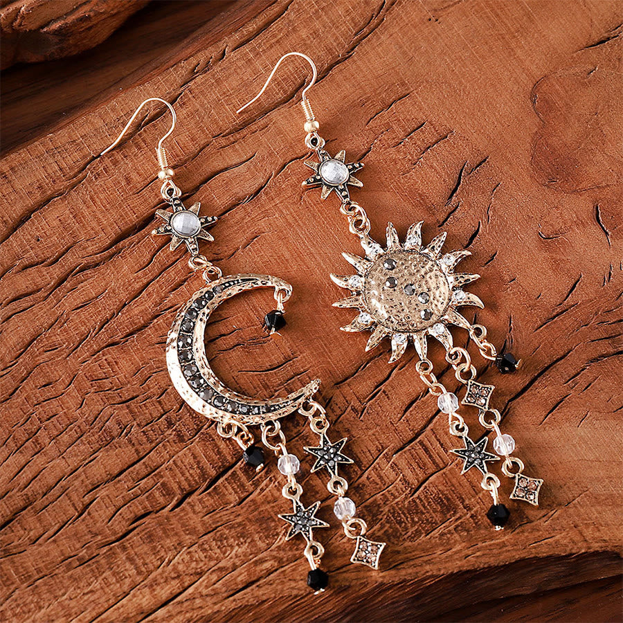 Boucles d'oreilles pendantes Olivenorma style bohème vintage céleste soleil lune étoile - image 1