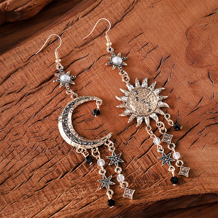 Boucles d'oreilles pendantes Olivenorma style bohème vintage céleste soleil lune étoile - image 1