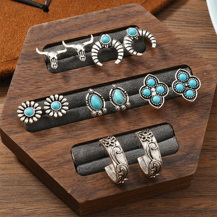 Boucles d'oreilles Olivenorma bohèmes à motifs multiples du Sud-Ouest, empilables - Cerceau et grappe - image 18