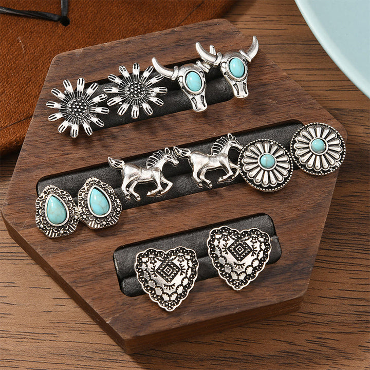 Boucles d'oreilles Olivenorma bohèmes à motifs multiples du Sud-Ouest, empilables - Soleil et Cheval - image 7