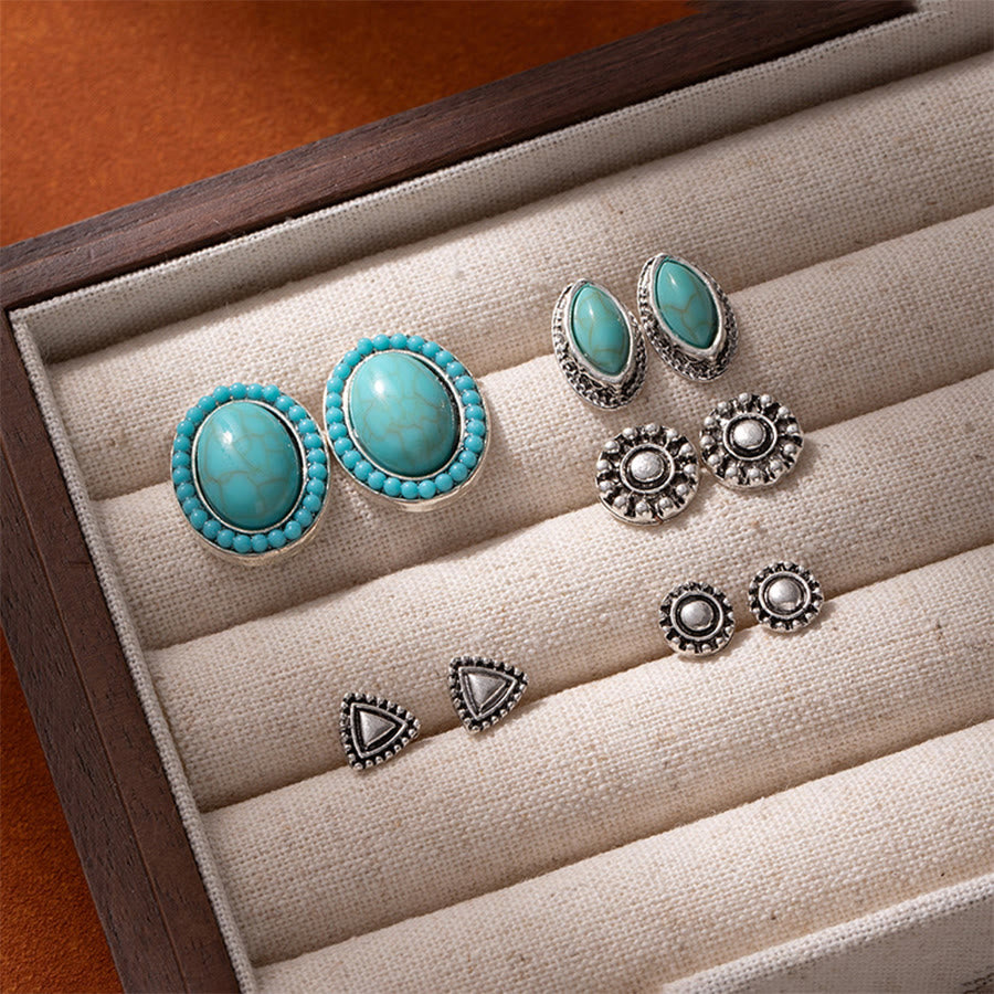 Boucles d'oreilles Olivenorma western bohème floral et cowboy à motifs variés - Fleur et turquoise - image 4