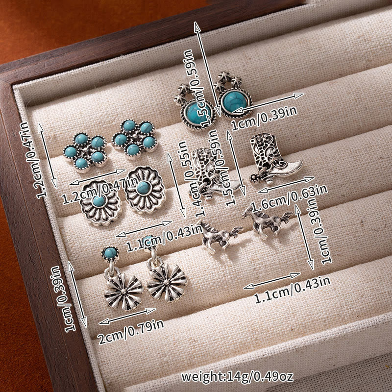 Boucles d'oreilles Olivenorma western bohème floral et cowboy à motifs variés - image 1