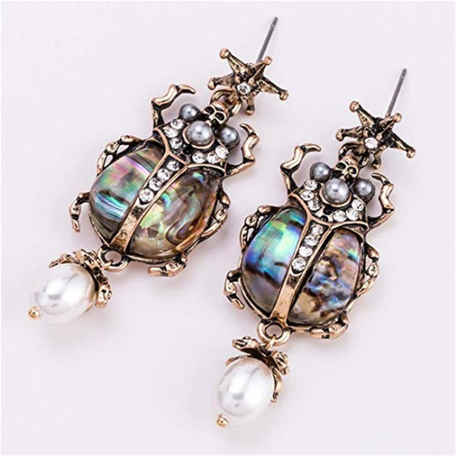 Boucles d'oreilles pendantes Olivenorma Vintage Star & Beetle Pearl. - image 2