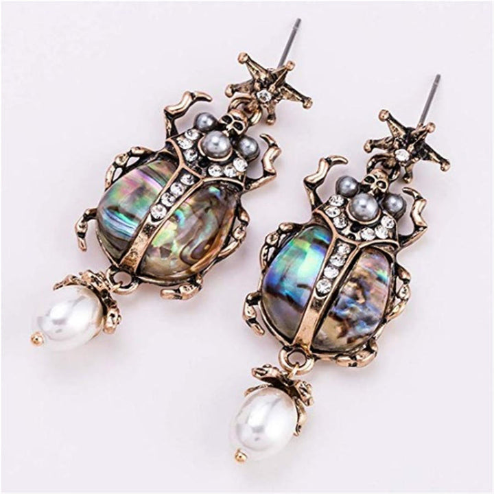 Boucles d'oreilles pendantes Olivenorma Vintage Star & Beetle Pearl. - image 2