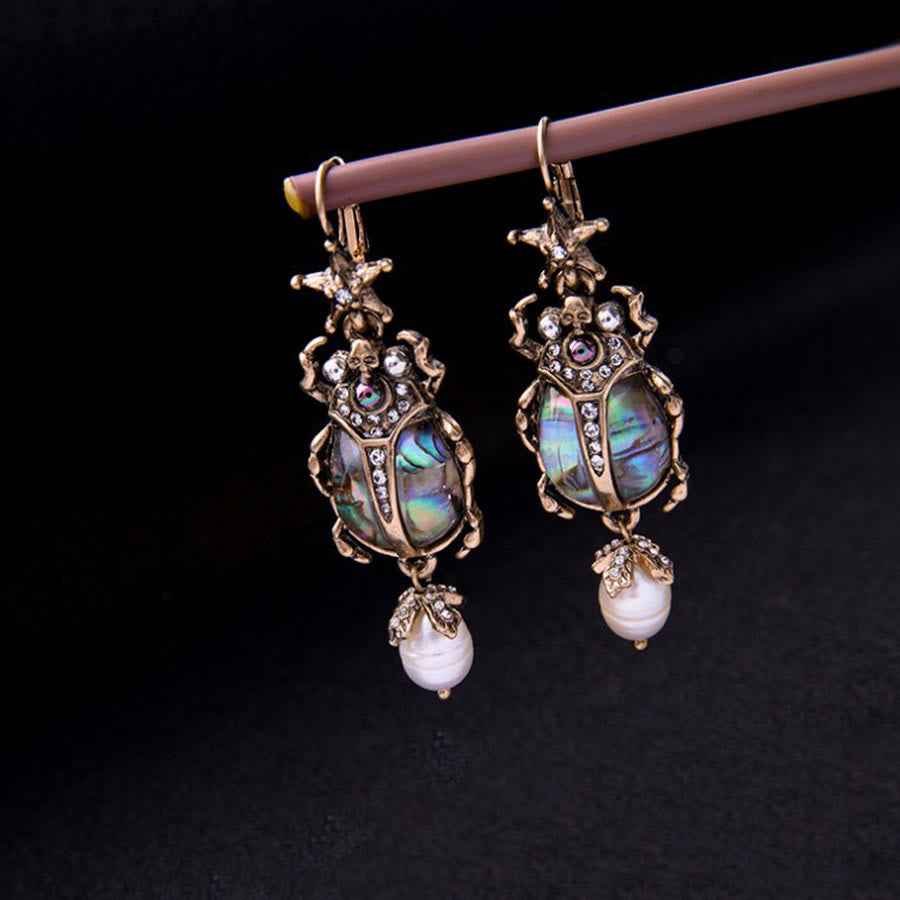 Boucles d'oreilles pendantes Olivenorma Vintage Star & Beetle Pearl. - image 3