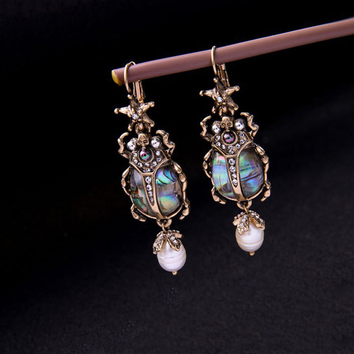 Boucles d'oreilles pendantes Olivenorma Vintage Star & Beetle Pearl. - image 3