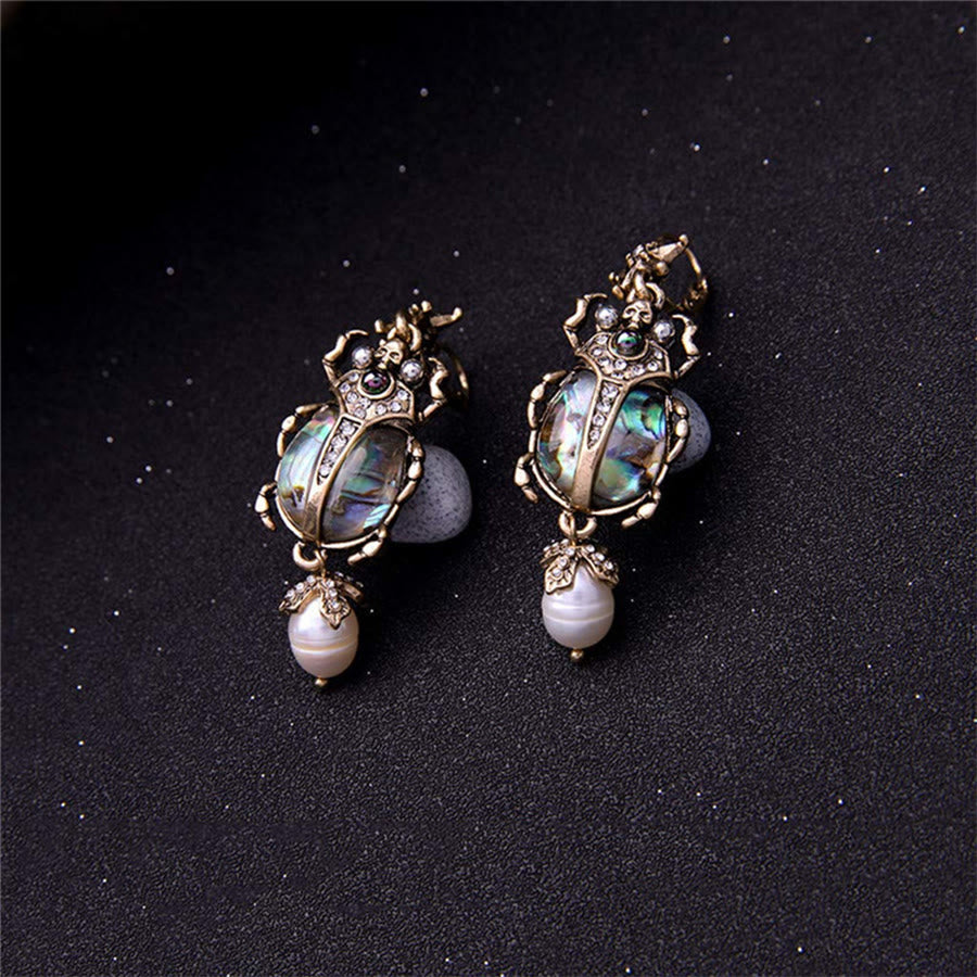 Boucles d'oreilles pendantes Olivenorma Vintage Star & Beetle Pearl. - image 6