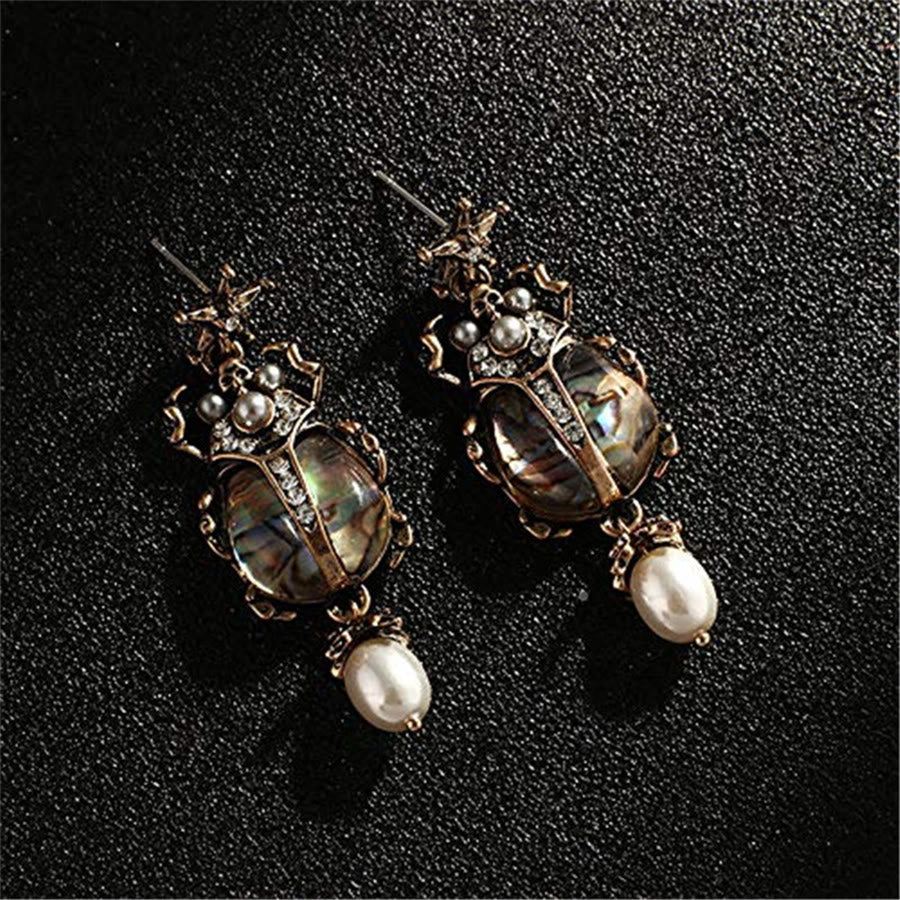 Boucles d'oreilles pendantes Olivenorma Vintage Star & Beetle Pearl. - image 8