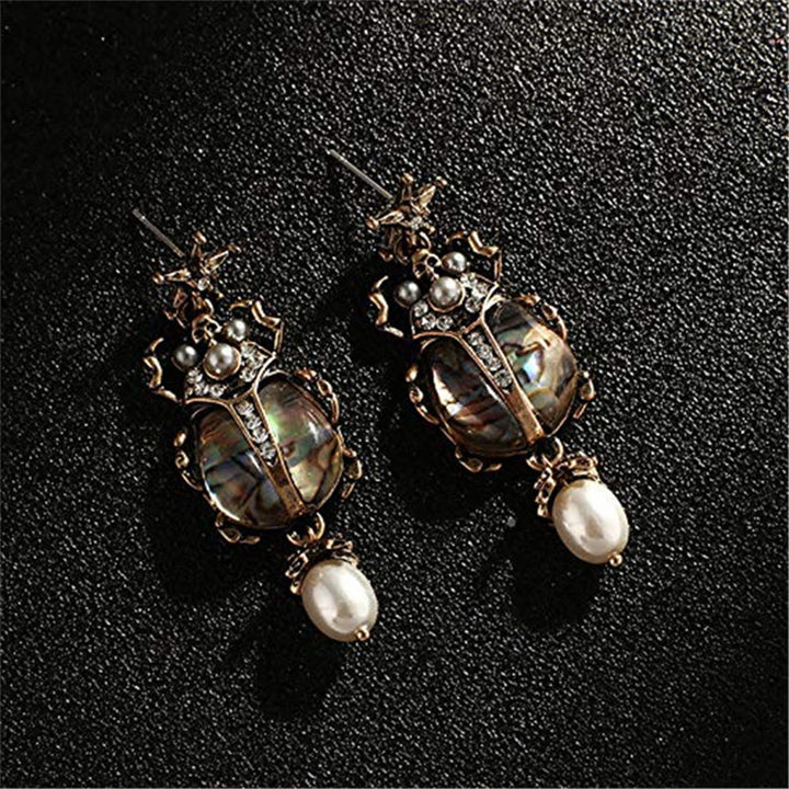 Boucles d'oreilles pendantes Olivenorma Vintage Star & Beetle Pearl. - image 8