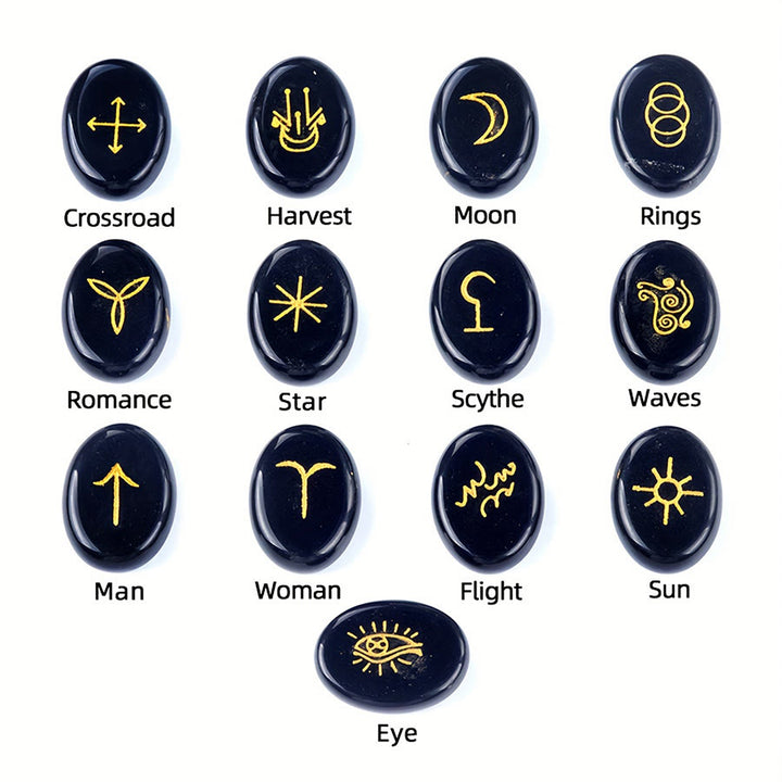 Olivenorma - Pierre anti-stress gravée de runes de sorcière en pierre naturelle (13 pièces) - image 10