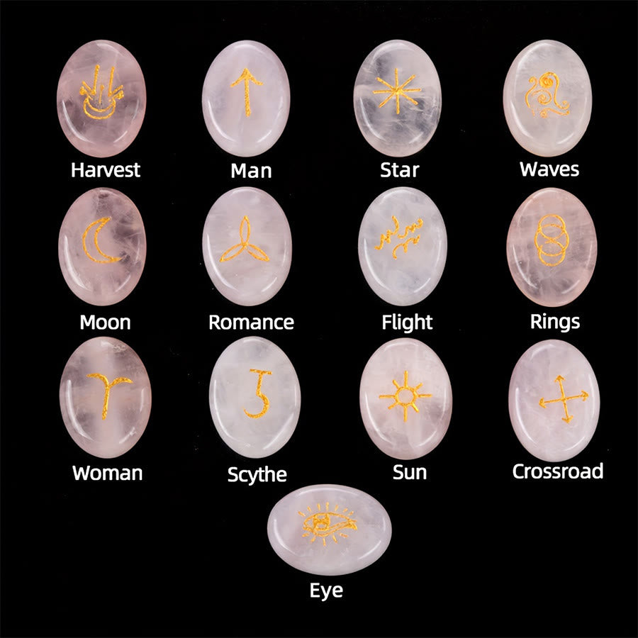 Olivenorma - Pierre anti-stress gravée de runes de sorcière en pierre naturelle (13 pièces) - image 16