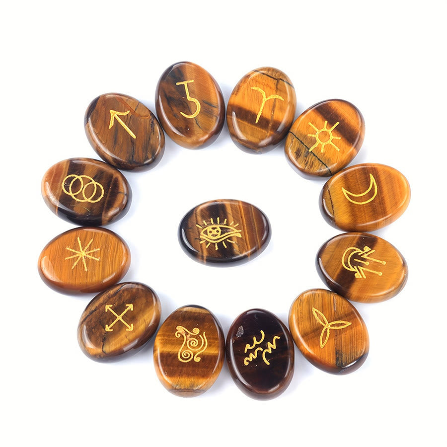 Olivenorma - Pierre anti-stress gravée de runes de sorcière en pierre naturelle (13 pièces) - image 2